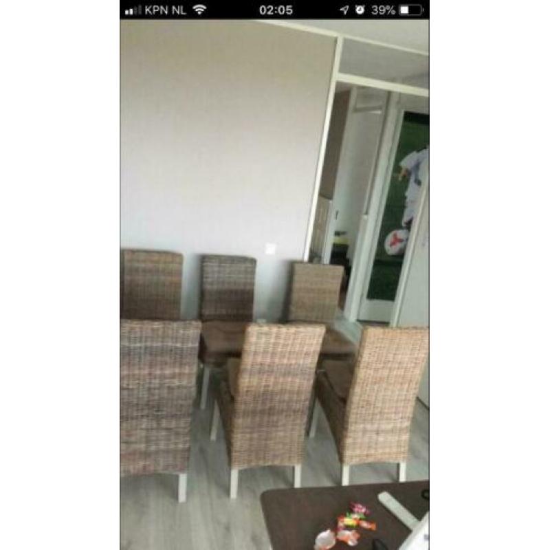 Eetkamerstoelen 6 x Riet