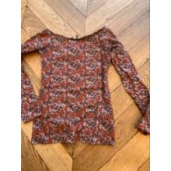 Bershka oranje top met bloemetjes NIEUW S, vetersluiting
