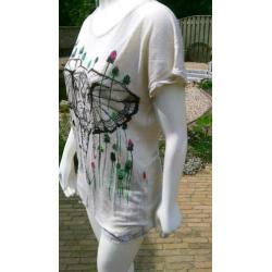(N91) Koopje! 10 FEET grijze top met olifantenprint. Maat S