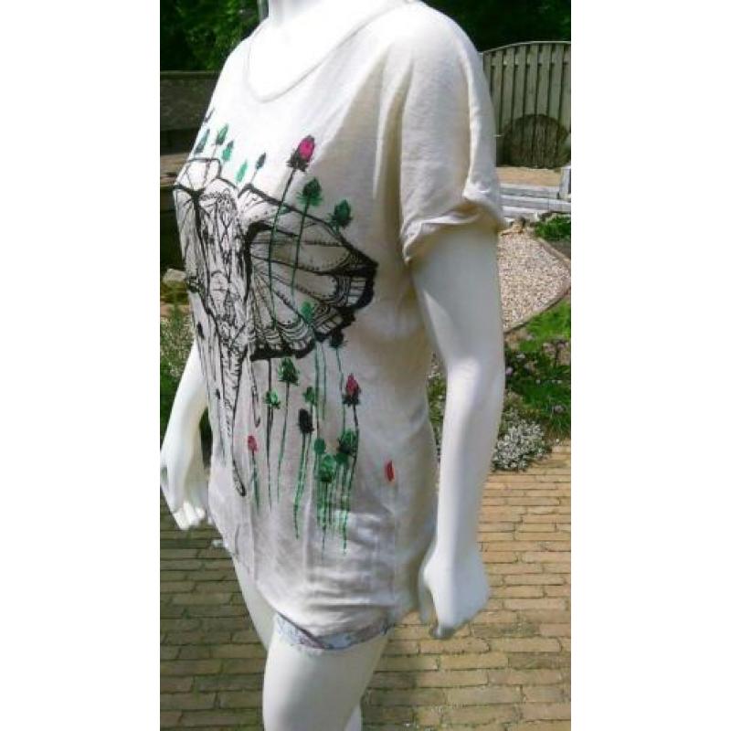 (N91) Koopje! 10 FEET grijze top met olifantenprint. Maat S