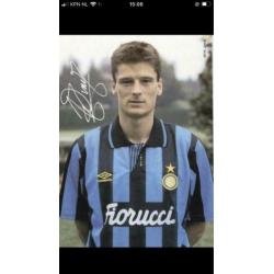 Inter Milan, Italië, retro voetbalshirt, gesigneerd