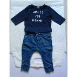Noppies Blauw Biker Broekje Jogdenim Jogjeans Shirtje mt 62