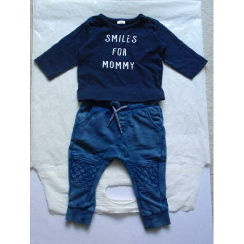 Noppies Blauw Biker Broekje Jogdenim Jogjeans Shirtje mt 62