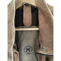 Stoere leren jas/bikerjack, Mauritius maat 40