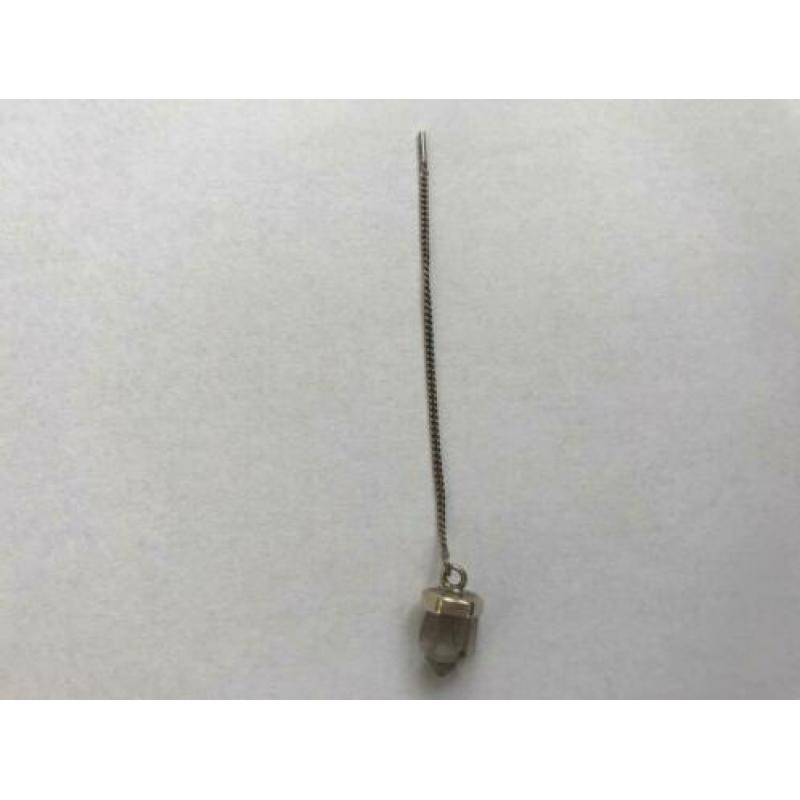 Clear quartz casing thread oorbel (echt zilver)