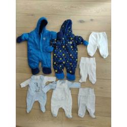 Warm blauw wit grijs pakket jongens kleren in maat 50