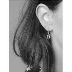 Clear quartz casing thread oorbel (echt zilver)