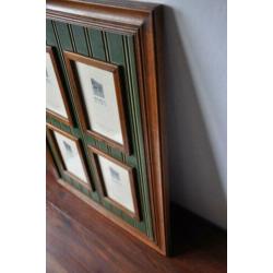 Grote Houten Fotolijst voor 4 Foto's. Bruin, Groen