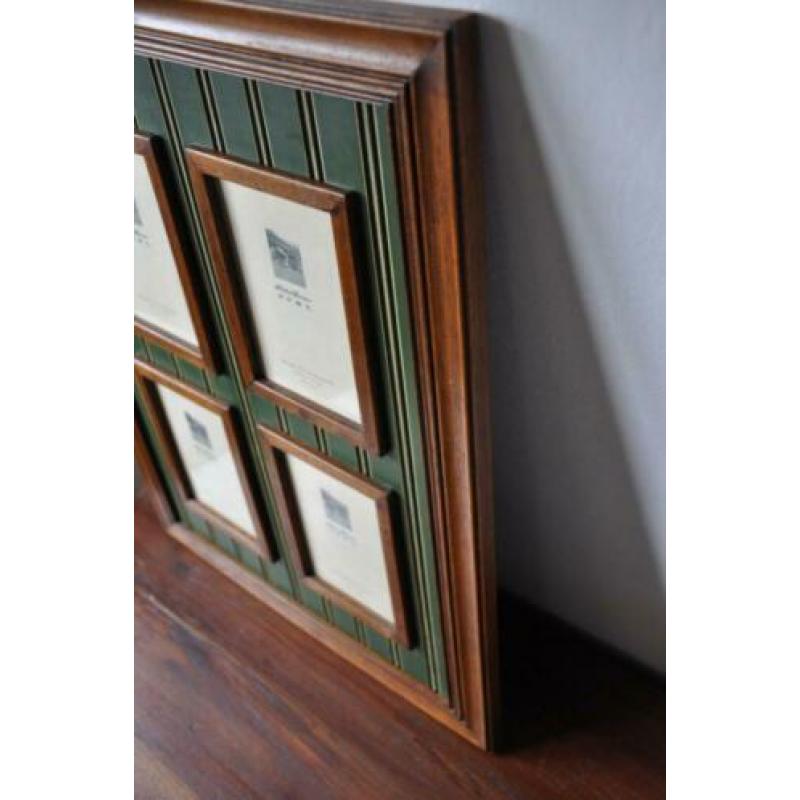 Grote Houten Fotolijst voor 4 Foto's. Bruin, Groen