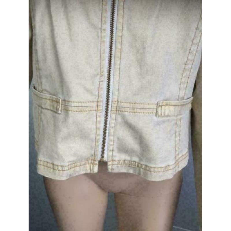 B593 Nieuw Promiss maat 42=L jasje beige/goud spijkerjasje