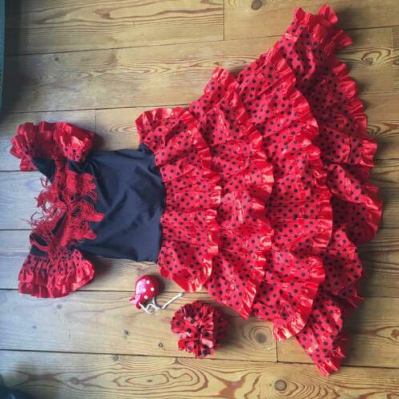 Spaanse verkleedjurk met haarclip & castagnettes