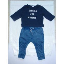 Noppies Blauw Biker Broekje Jogdenim Jogjeans Shirtje mt 62