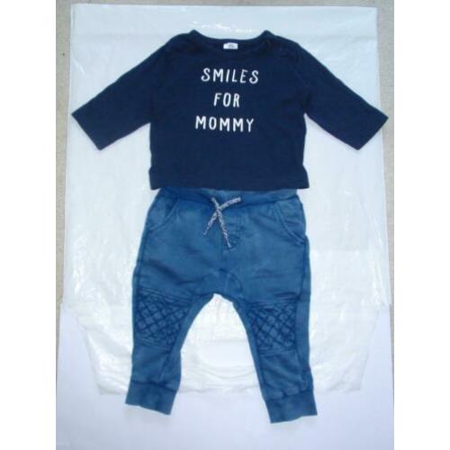 Noppies Blauw Biker Broekje Jogdenim Jogjeans Shirtje mt 62