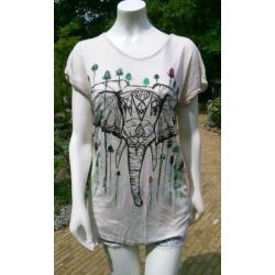 (N91) Koopje! 10 FEET grijze top met olifantenprint. Maat S