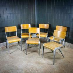 Vintage Industriële Design James Leonard Stoelen Schoolstoel