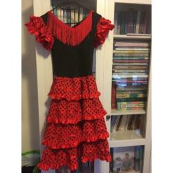 Spaanse verkleedjurk met haarclip & castagnettes