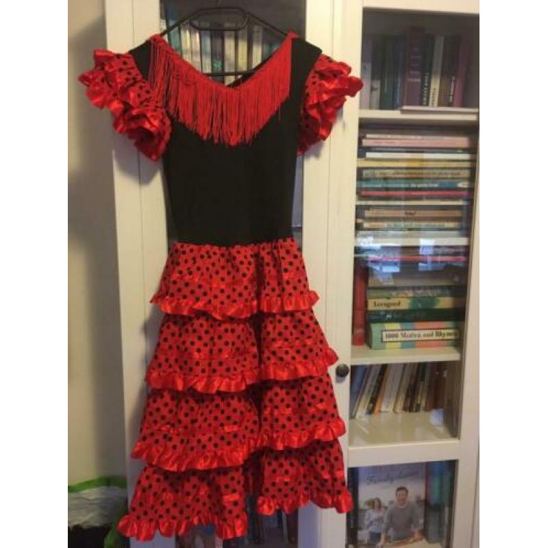 Spaanse verkleedjurk met haarclip & castagnettes