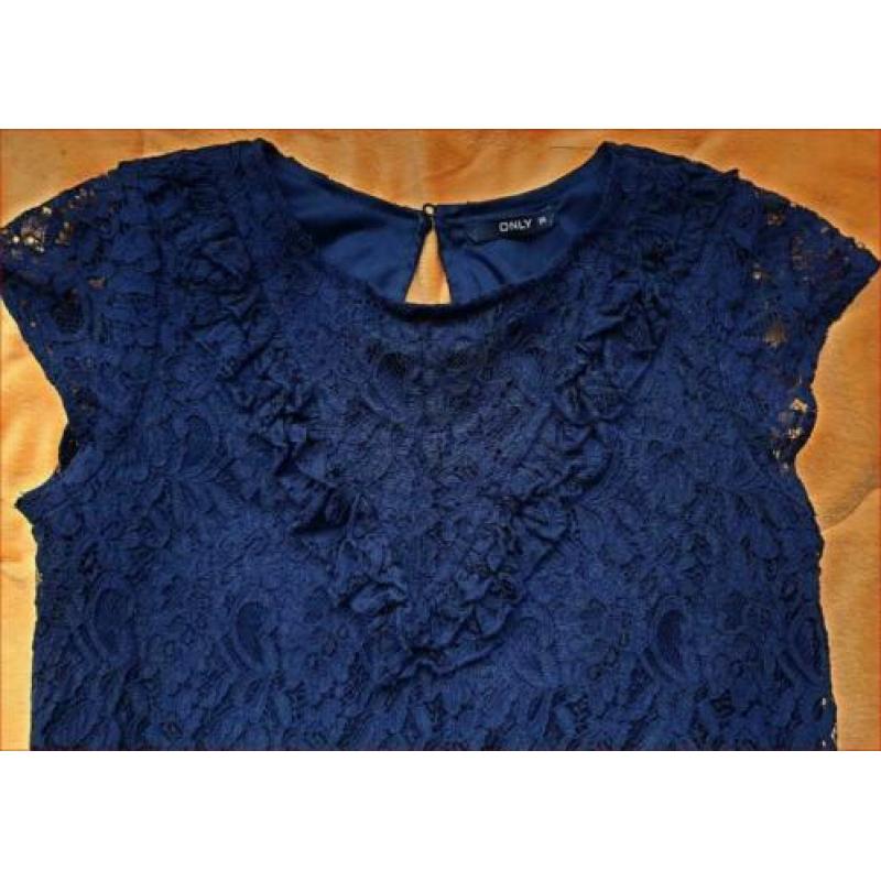 ONLY donkerblauwe kanten jurk maat S (36) zgan