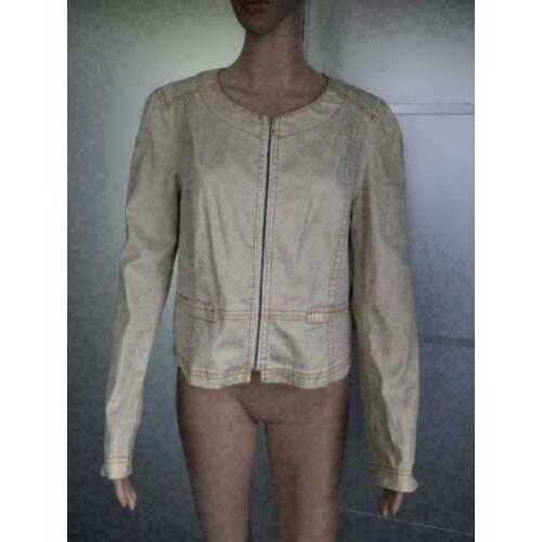 B593 Nieuw Promiss maat 42=L jasje beige/goud spijkerjasje