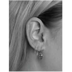 Clear quartz casing thread oorbel (echt zilver)