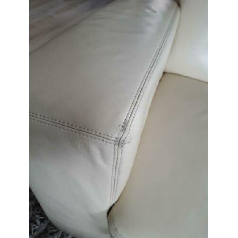 Creme leren bankstel