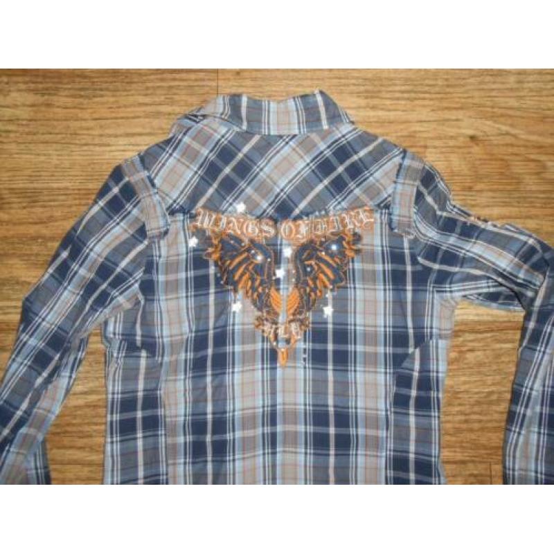 HOLLY blauwe ruit blouse maat L zgan