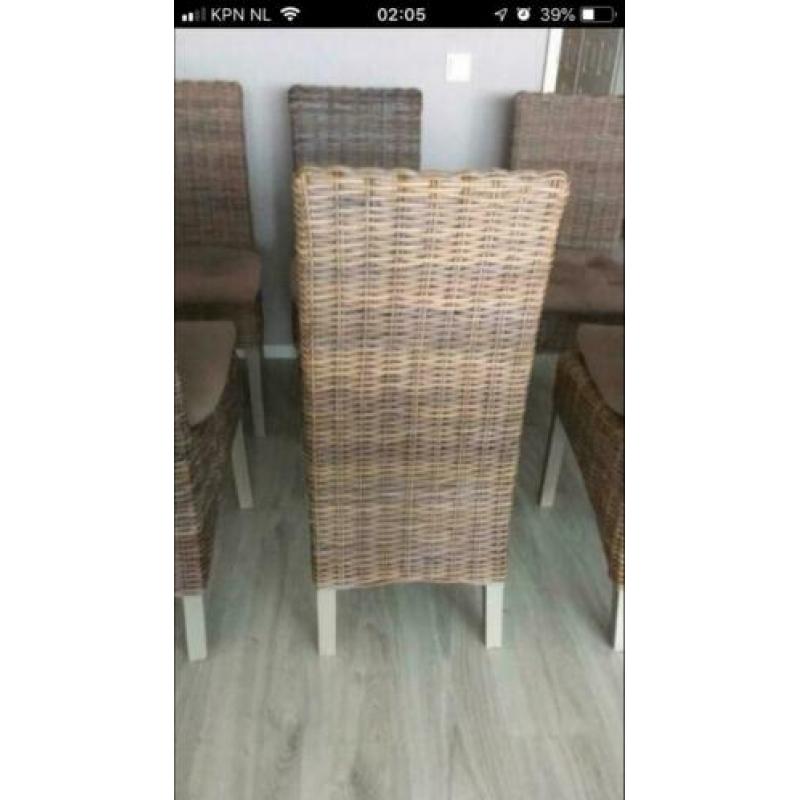 Eetkamerstoelen 6 x Riet