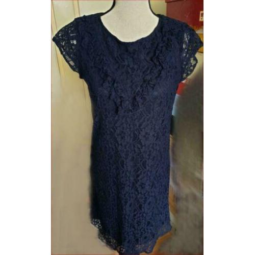 ONLY donkerblauwe kanten jurk maat S (36) zgan