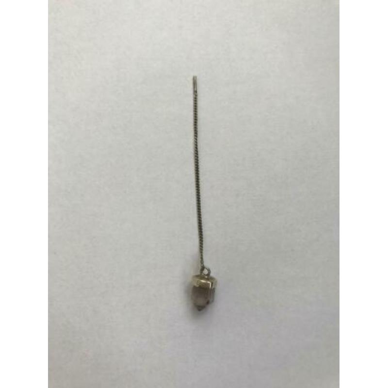Clear quartz casing thread oorbel (echt zilver)