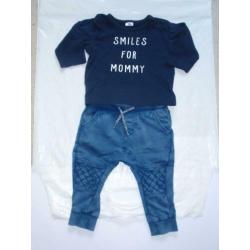 Noppies Blauw Biker Broekje Jogdenim Jogjeans Shirtje mt 62
