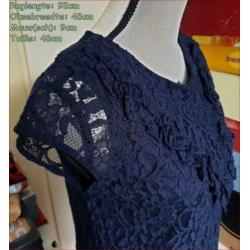 ONLY donkerblauwe kanten jurk maat S (36) zgan