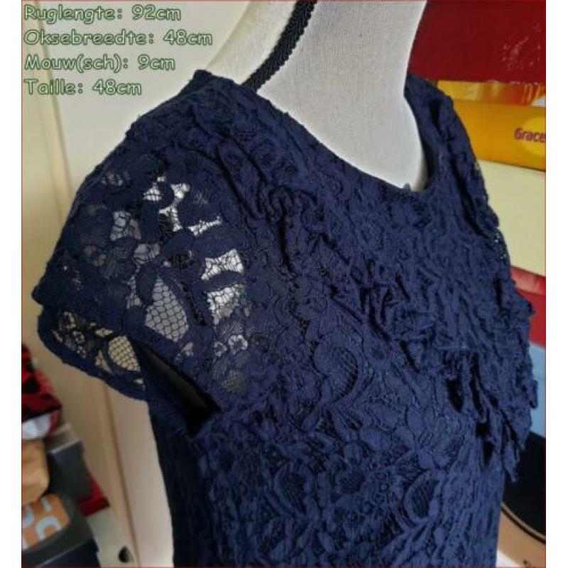 ONLY donkerblauwe kanten jurk maat S (36) zgan