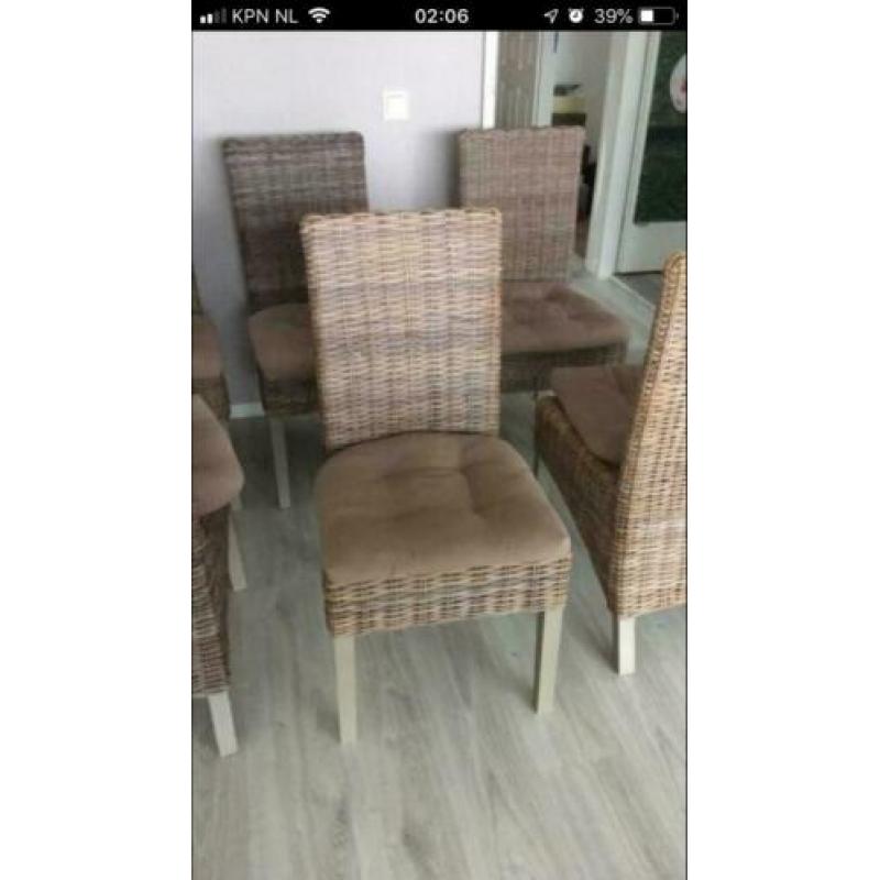 Eetkamerstoelen 6 x Riet