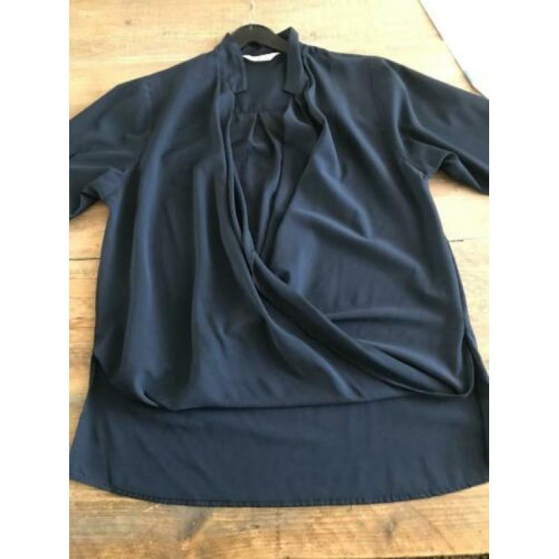 donker blauwe overslag blouse (Miss Etam)
