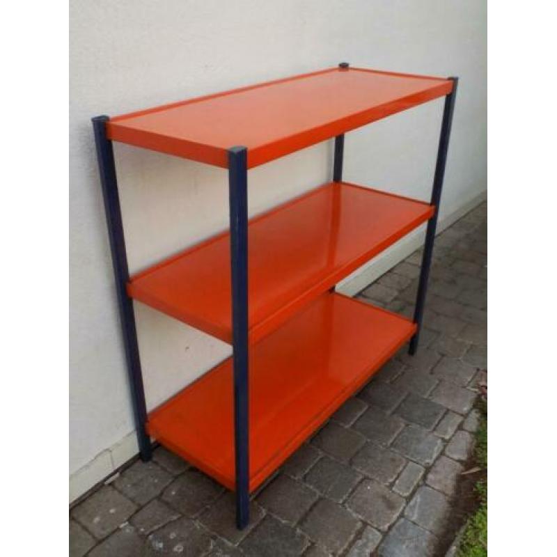rek Wandrek boekenrek metaal oranje Denmark deens retro vint
