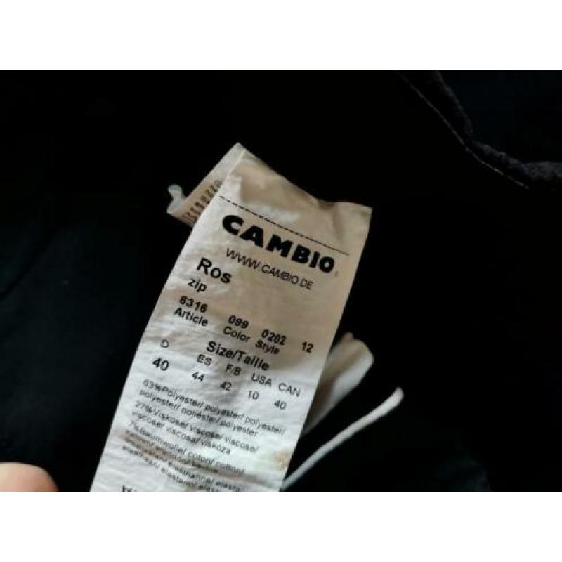 Cambio Ros zip zwarte Business 40 pantalon witte bies