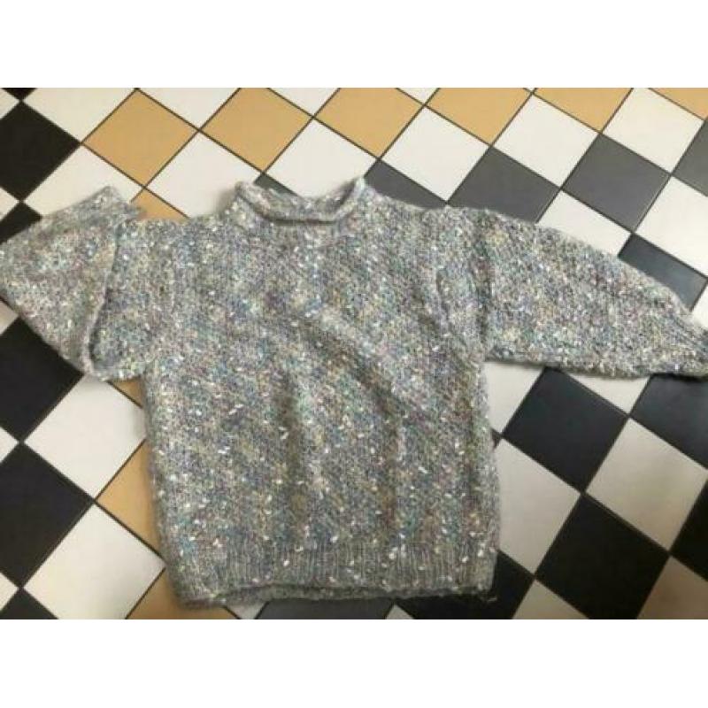 Vintage wol wollen hand gebreide trui pastel tinten m l xl