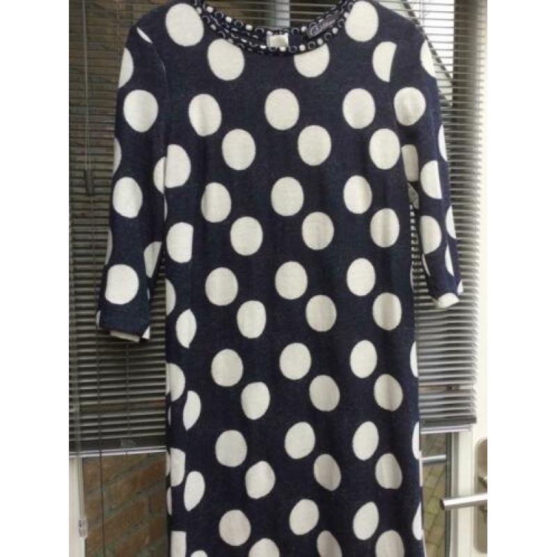 B Three Jurk blauw met witte stip nieuw