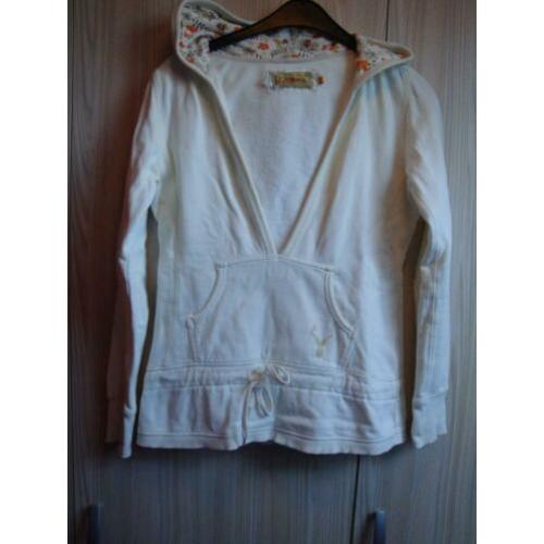 Room witte O BLUE hoody met bloemetjes. Maat S