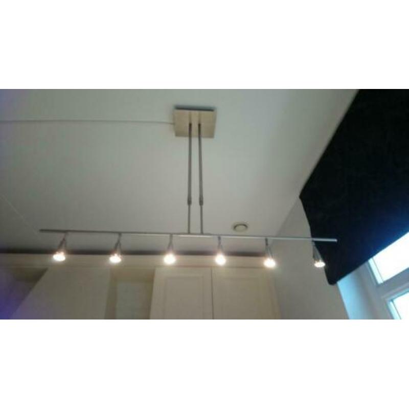 Design chroom hanglamp (6 spots) met plafondlamp