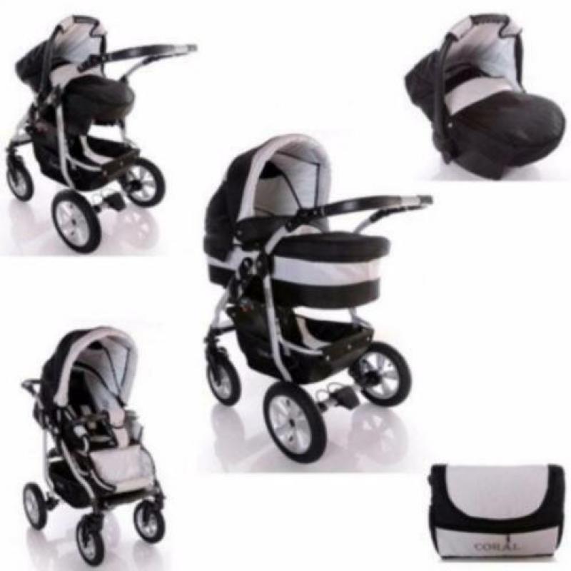 Kinderwagen 3 in 1 zwart/wit nu 299+bezorging compleet 1902