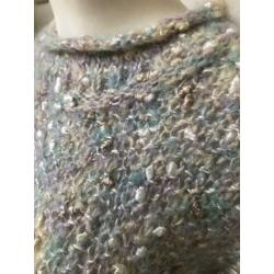 Vintage wol wollen hand gebreide trui pastel tinten m l xl