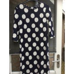 B Three Jurk blauw met witte stip nieuw