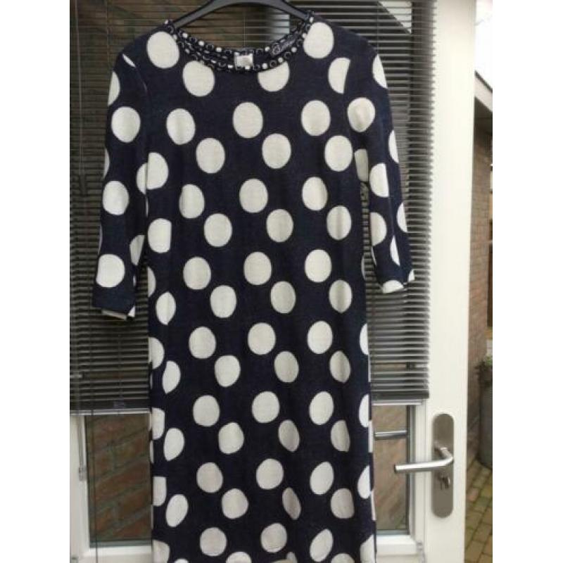 B Three Jurk blauw met witte stip nieuw