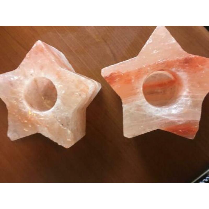 2 zoutsteen sfeerlichten ster gebruikt samen €5,00
