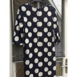B Three Jurk blauw met witte stip nieuw