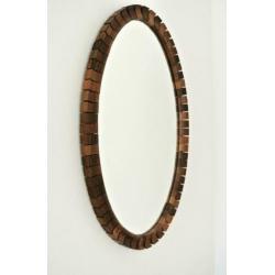 vintage Deense SPIEGEL ovaal palisander teakhout mid century
