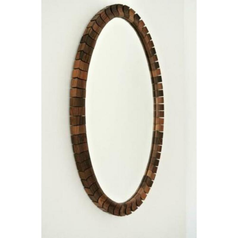 vintage Deense SPIEGEL ovaal palisander teakhout mid century