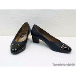 Lederen dames schoenen met hak 89590