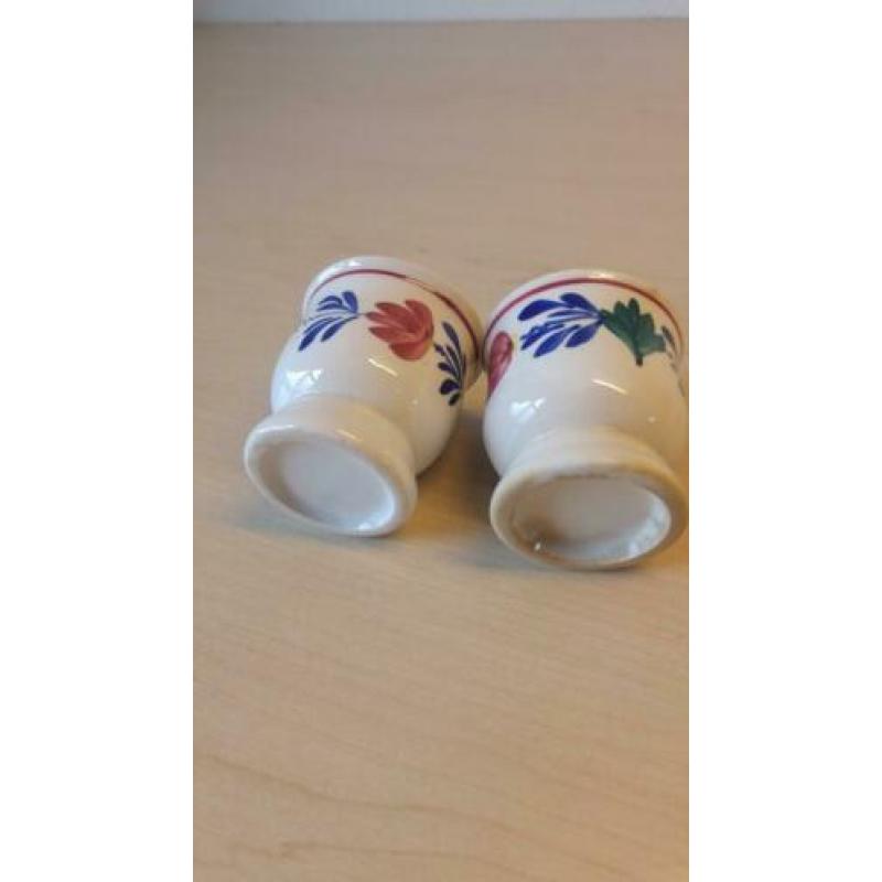 2 oude boerenbont eierdopjes